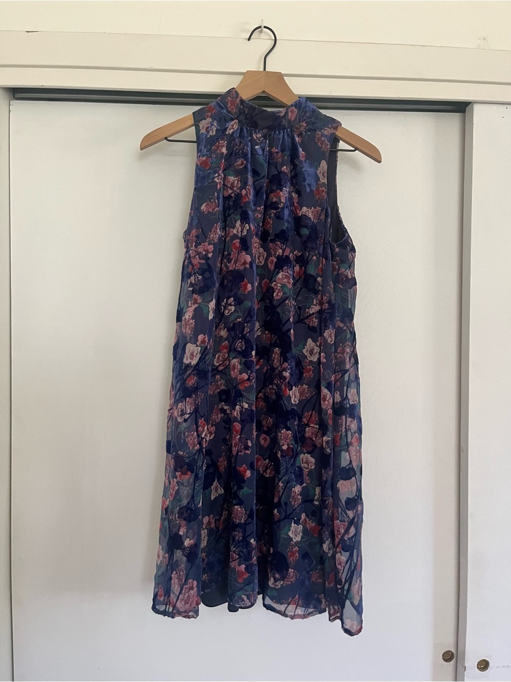 Tommy Hilfiger Navy Floral High-Neck Sleeveless Dress
